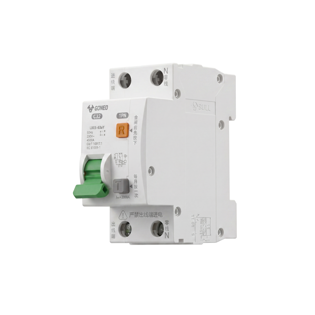 LBE5-63aY AC Type RCBO 1PN