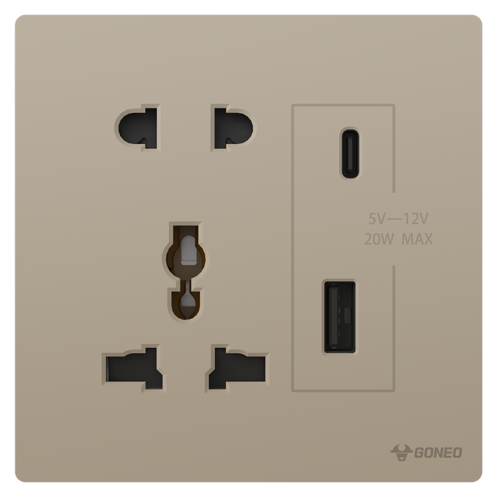 Ổ cắm đa năng + 2 ổ USB (A+C)