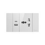 Ổ cắm đa năng có dây nối đất và 2 cổng USB