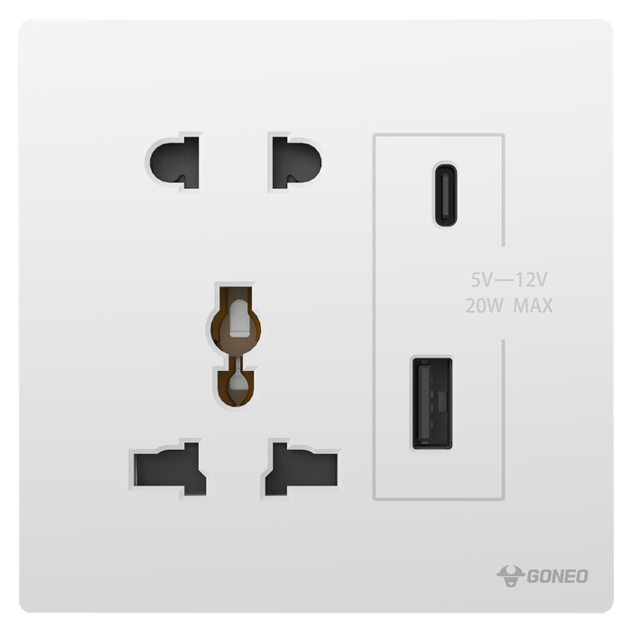 Ổ cắm đa năng + 2 ổ USB (A+C)